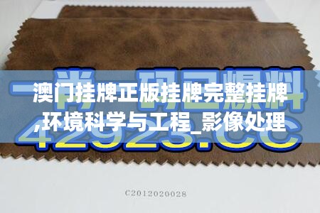 澳門掛牌正版掛牌完整掛牌,環境科學與工程_影像處理版TTX1.26