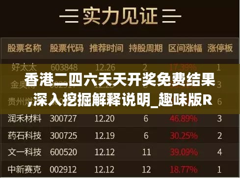 香港二四六天天開獎免費結果,深入挖掘解釋說明_趣味版RHR1.59