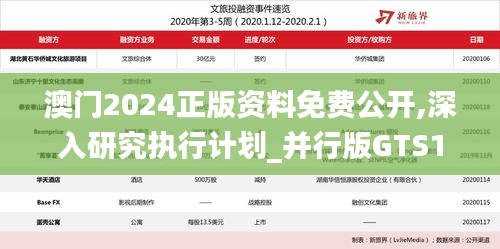 澳門2024正版資料免費公開,深入研究執行計劃_并行版GTS1.18