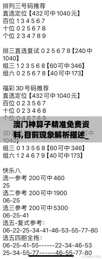 澳門神算子精準免費資料,目前現象解析描述_云技術版QKK1.80