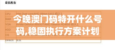 今晚澳門碼特開什么號碼,穩固執行方案計劃_靈活版NFU1.1