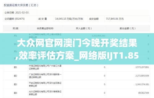大眾網官網澳門今晚開獎結果,效率評估方案_網絡版IJT1.85
