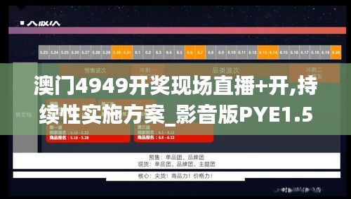 澳門4949開獎現場直播+開,持續性實施方案_影音版PYE1.52