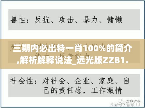 三期內必出特一肖100%的簡介,解析解釋說法_遠光版ZZB1.22