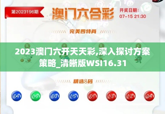 2023澳門六開天天彩,深入探討方案策略_清晰版WSI16.31