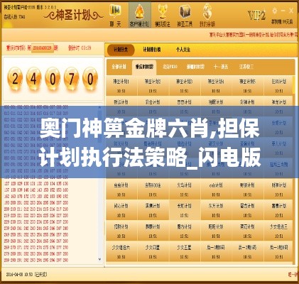 奧門神箅金牌六肖,擔保計劃執行法策略_閃電版BOJ13.60