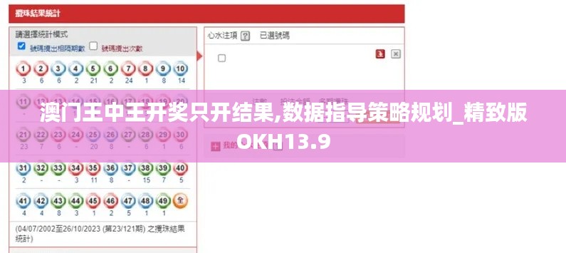 澳門王中王開獎只開結果,數據指導策略規劃_精致版OKH13.9