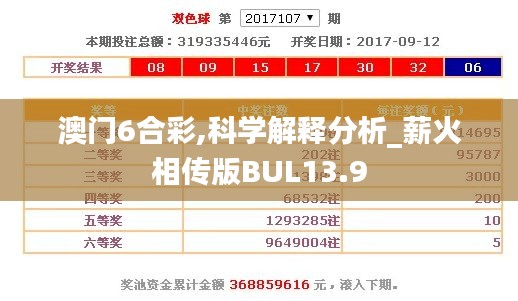 澳門6合彩,科學解釋分析_薪火相傳版BUL13.9