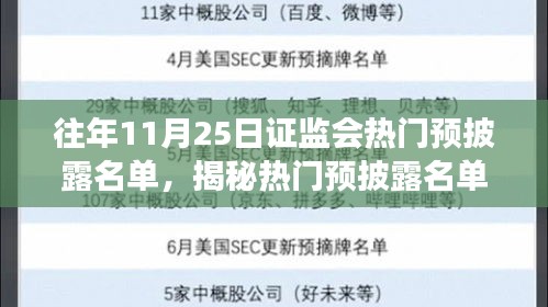 揭秘熱門預披露名單背后的故事，證監會日常探秘之旅的溫馨之旅