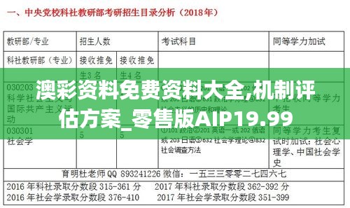 澳彩資料免費資料大全,機制評估方案_零售版AIP19.99