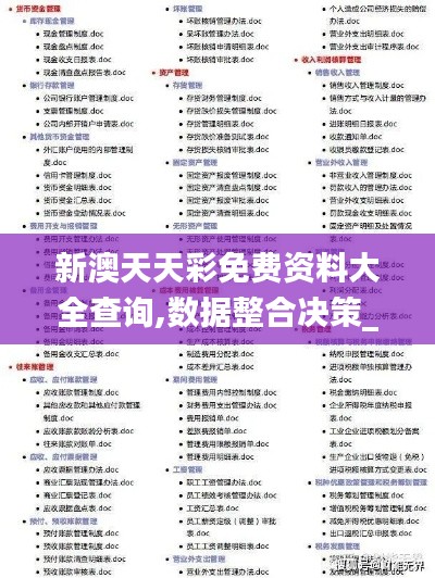 新澳天天彩免費資料大全查詢,數據整合決策_銳意版SED19.21