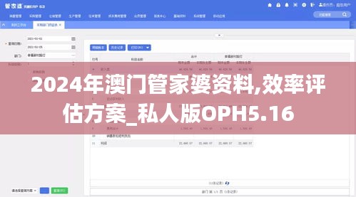 2024年澳門管家婆資料,效率評估方案_私人版OPH5.16