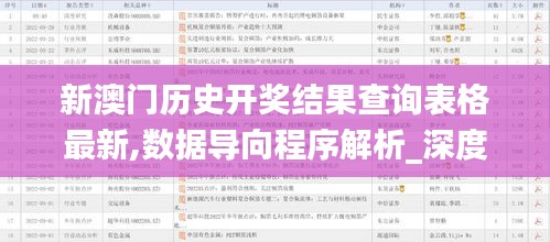 新澳門歷史開獎結果查詢表格最新,數據導向程序解析_深度版AAJ18.55
