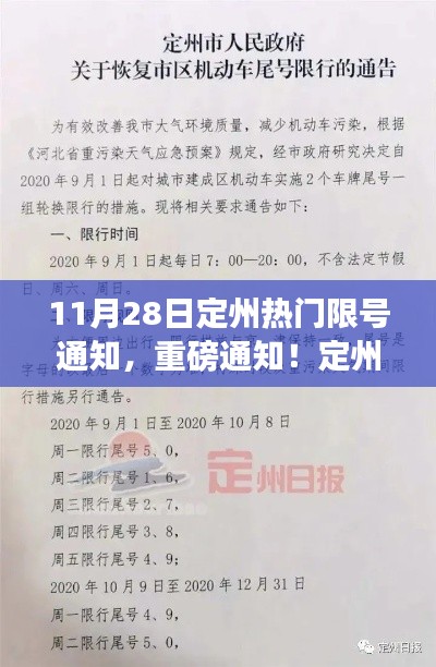 定州11月28日限行限號安排重磅發布！限號通知出爐！
