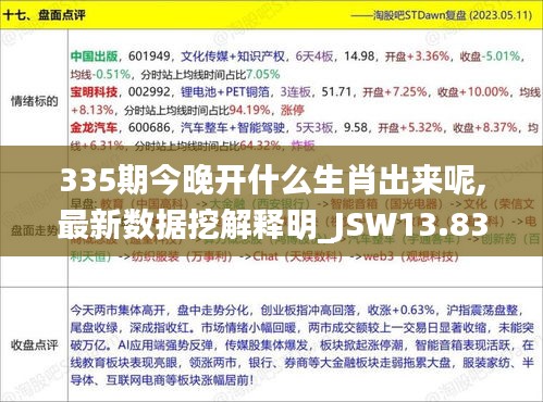335期今晚開什么生肖出來呢,最新數據挖解釋明_JSW13.835DIY工具版
