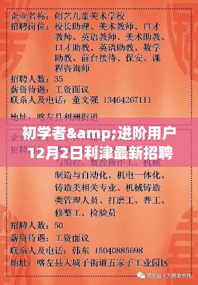 利津最新招聘信息獲取與應聘全攻略，適合初學者與進階用戶指南（12月2日）