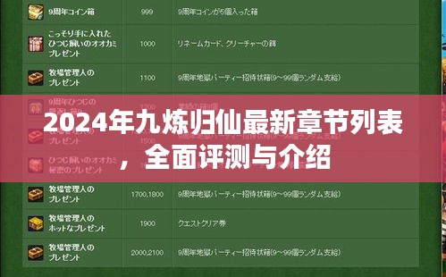 2024年九煉歸仙最新章節列表及全面評測介紹