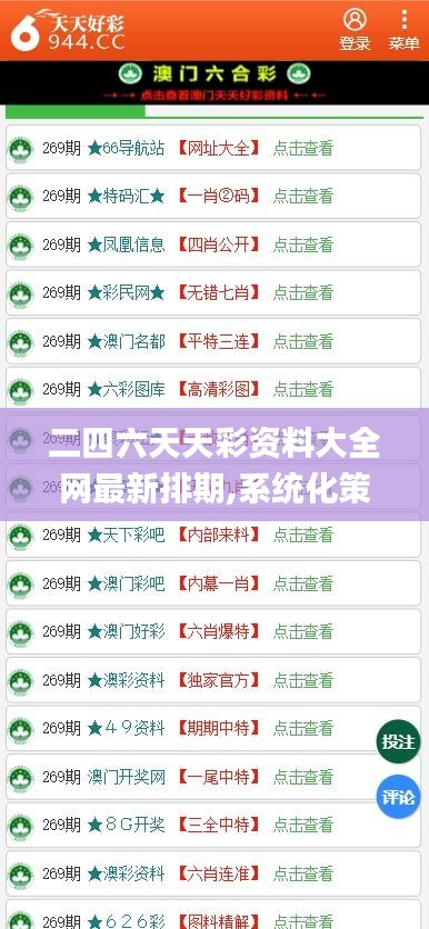 二四六天天彩資料大全網最新排期,系統化策略探討_P版3.988