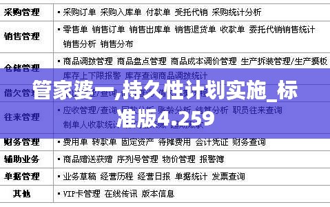 管家婆一,持久性計劃實施_標準版4.259