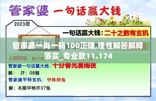 管家婆一肖一碼100正確,理性解答解釋落實(shí)_專業(yè)款11.174