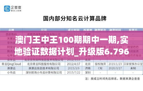 澳門王中王100期期中一期,實地驗證數據計劃_升級版6.796