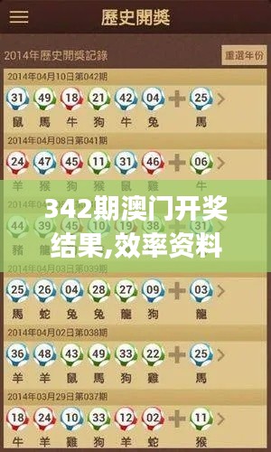 342期澳門開獎結果,效率資料解釋定義_VE版5.307