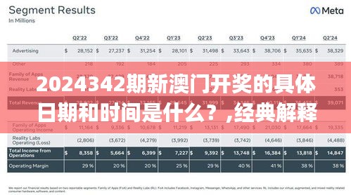 2024342期新澳門開獎的具體日期和時間是什么？,經典解釋落實_特別款3.478