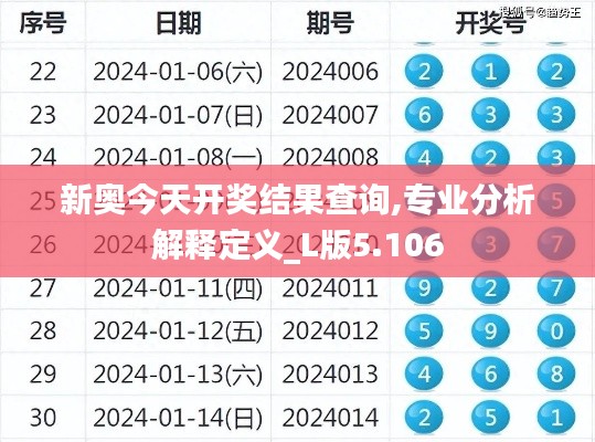 新奧今天開獎結果查詢,專業分析解釋定義_L版5.106