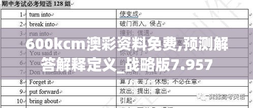 600kcm澳彩資料免費,預(yù)測解答解釋定義_戰(zhàn)略版7.957