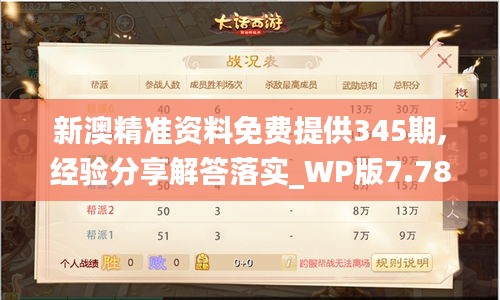 新澳精準資料免費提供345期,經(jīng)驗分享解答落實_WP版7.781