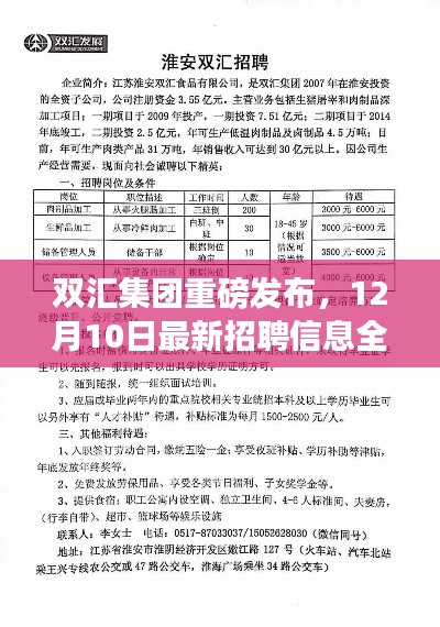 雙匯集團最新招聘信息全解析，職業夢想啟航日，12月10日重磅發布！