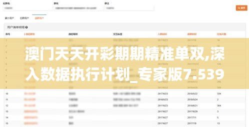 澳門天天開彩期期精準單雙,深入數據執行計劃_專家版7.539