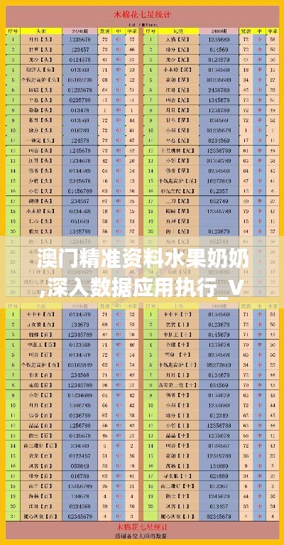 澳門精準(zhǔn)資料水果奶奶,深入數(shù)據(jù)應(yīng)用執(zhí)行_V版3.980