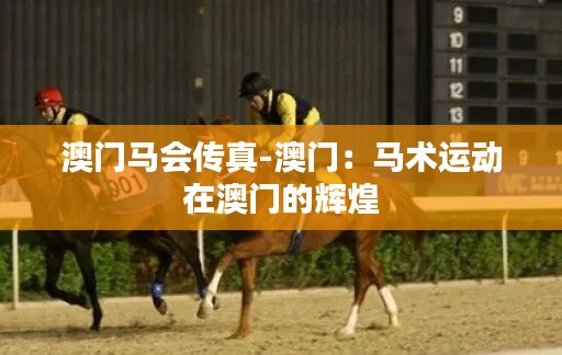 澳門馬會傳真-澳門：馬術運動在澳門的輝煌