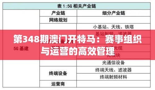 第348期澳門開特馬：賽事組織與運營的高效管理