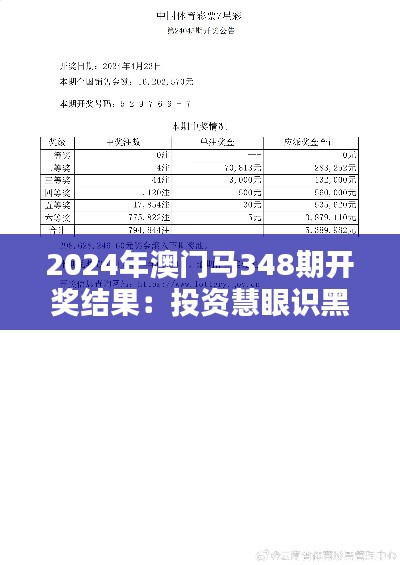 2024年澳門馬348期開獎結果：投資慧眼識黑馬