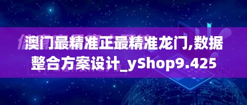 澳門最精準正最精準龍門,數據整合方案設計_yShop9.425