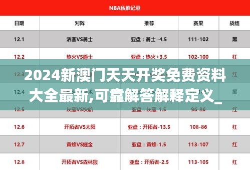 2024新澳門天天開獎免費資料大全最新,可靠解答解釋定義_Tablet1.116
