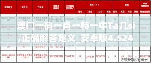 澳門一碼一肖一特一中Ta幾si,正確解答定義_安卓版4.524
