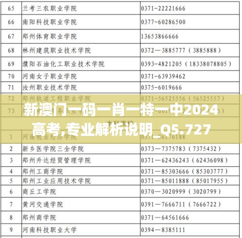 新澳門一碼一肖一特一中2024高考,專業(yè)解析說明_Q5.727