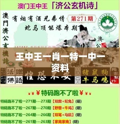 王中王一肖一特一中一資料