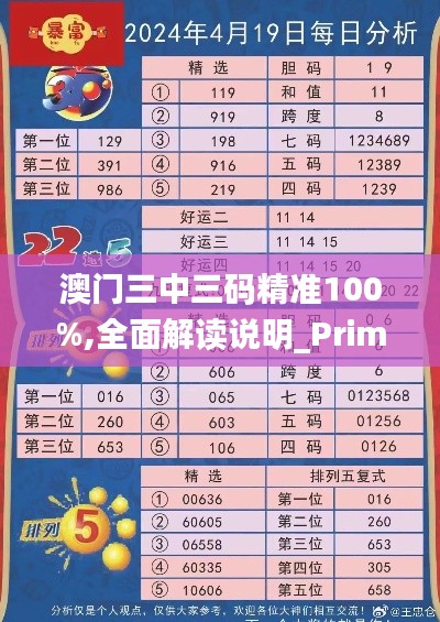 澳門三中三碼精準100%,全面解讀說明_Prime1.950