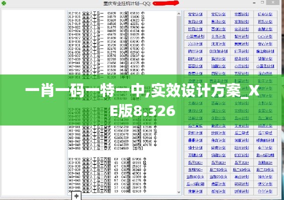 一肖一碼一特一中,實效設計方案_XE版8.326