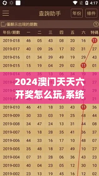 2024澳門天天六開獎怎么玩,系統評估說明_試用版4.398
