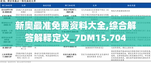 新奧最準免費資料大全,綜合解答解釋定義_7DM15.704