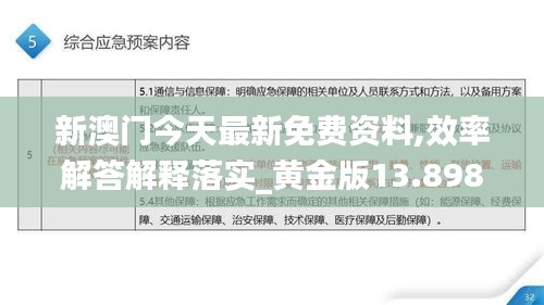 新澳門今天最新免費資料,效率解答解釋落實_黃金版13.898