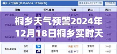 桐鄉天氣預警及實時氣象狀況詳解，2024年12月18日報告