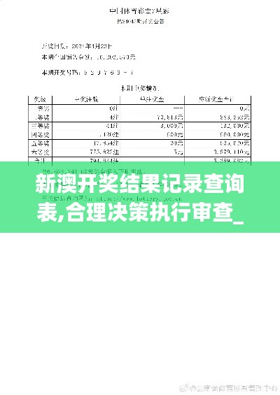新澳開獎結果記錄查詢表,合理決策執行審查_AP19.502