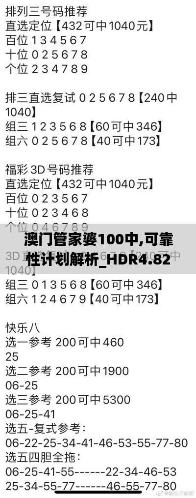 澳門管家婆100中,可靠性計劃解析_HDR4.823